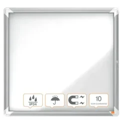 Opslagsskab udendørs - Nobo 6xA4 - Magnetisk - Låsbart glas - Hvid