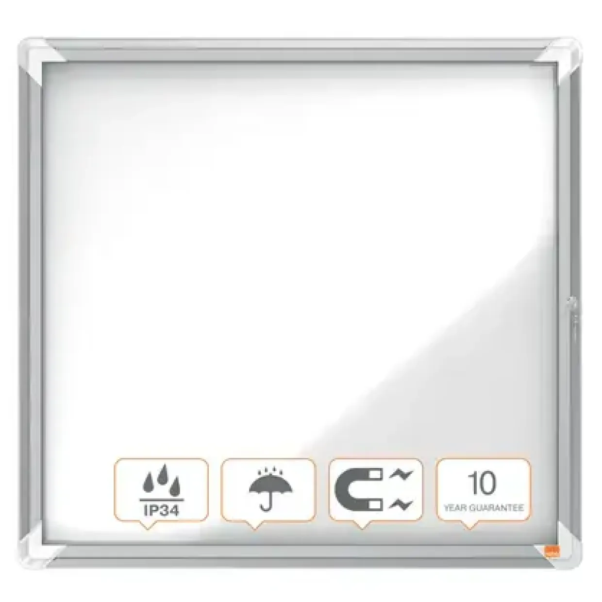 Opslagsskab udendørs - Nobo 6xA4 - Magnetisk - Låsbart glas - Hvid