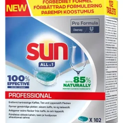 Opvasketabs, Sun Professional, vandopløselig folie, uden klor, med farve, uden parfume - 408 stk