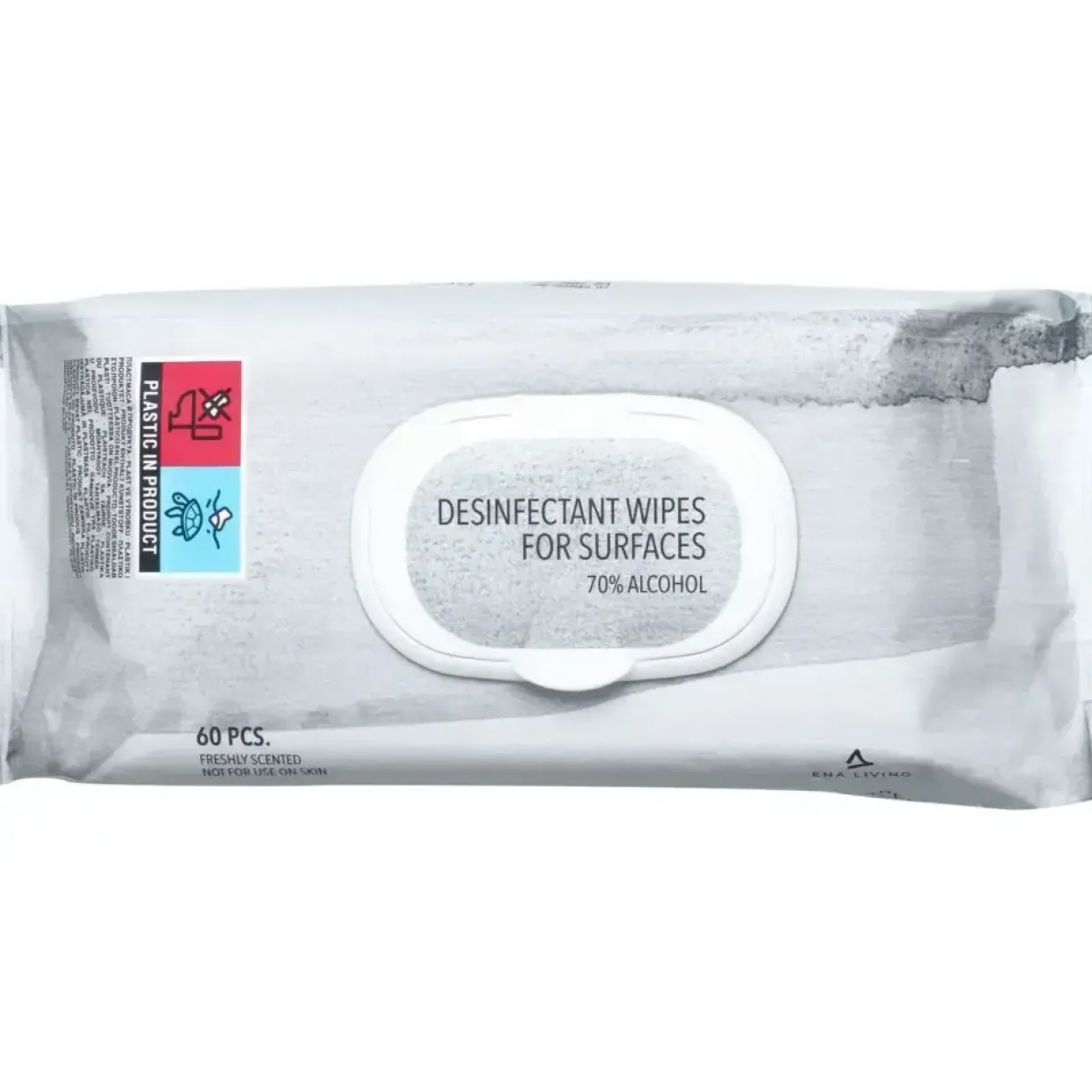 Overfladedesinfektionsserviet - Ena Living - 25x20cm - 70% Alcohol - 60 stk - 12 pakker