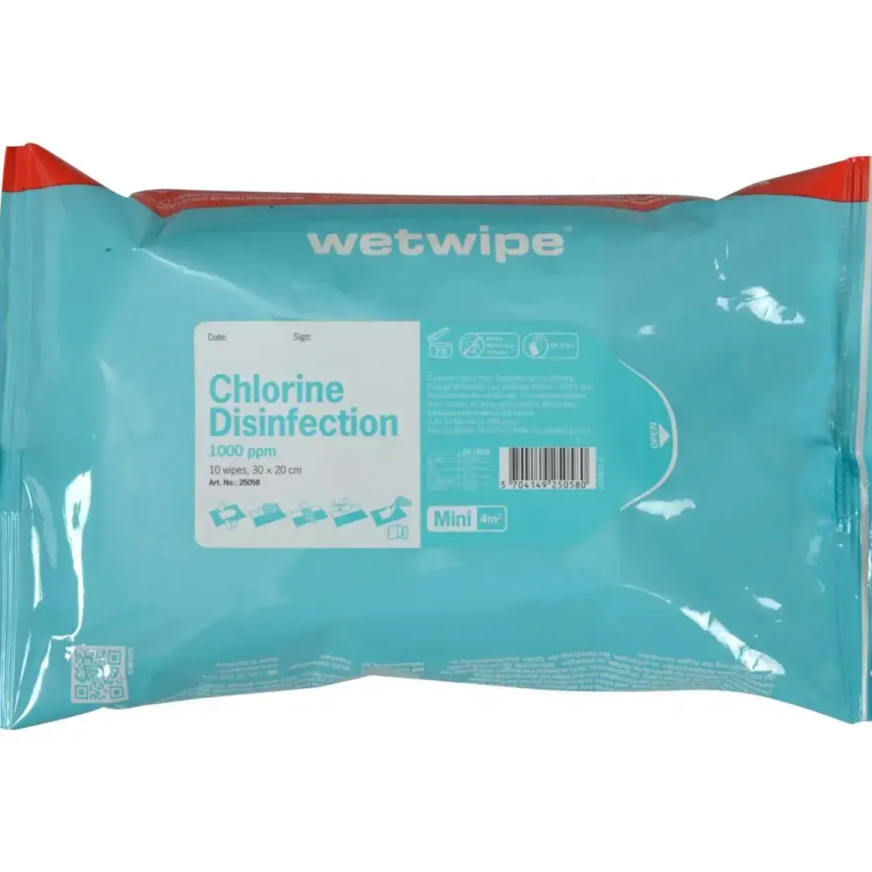 Overfladedesinfektion - Wet Wipe - 30x20cm - 2000 ppm - Aktiv Klor - 10 stk - 20 pakker