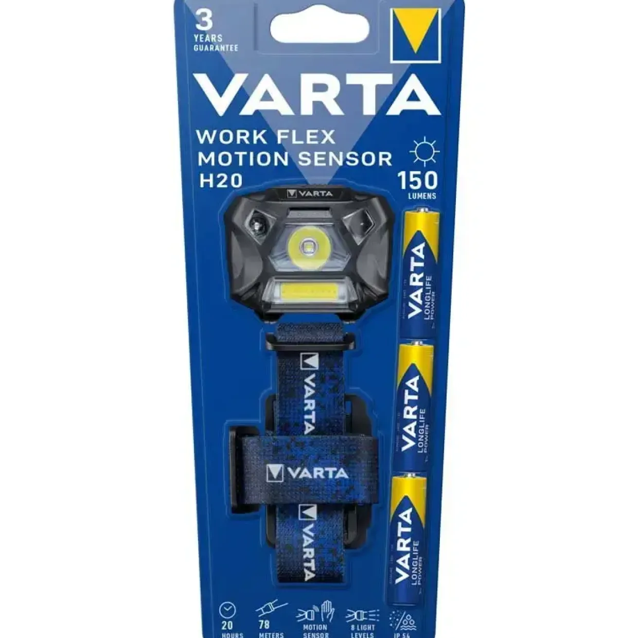 Pandelampe Varta Work Flex Sensor H20 - sort