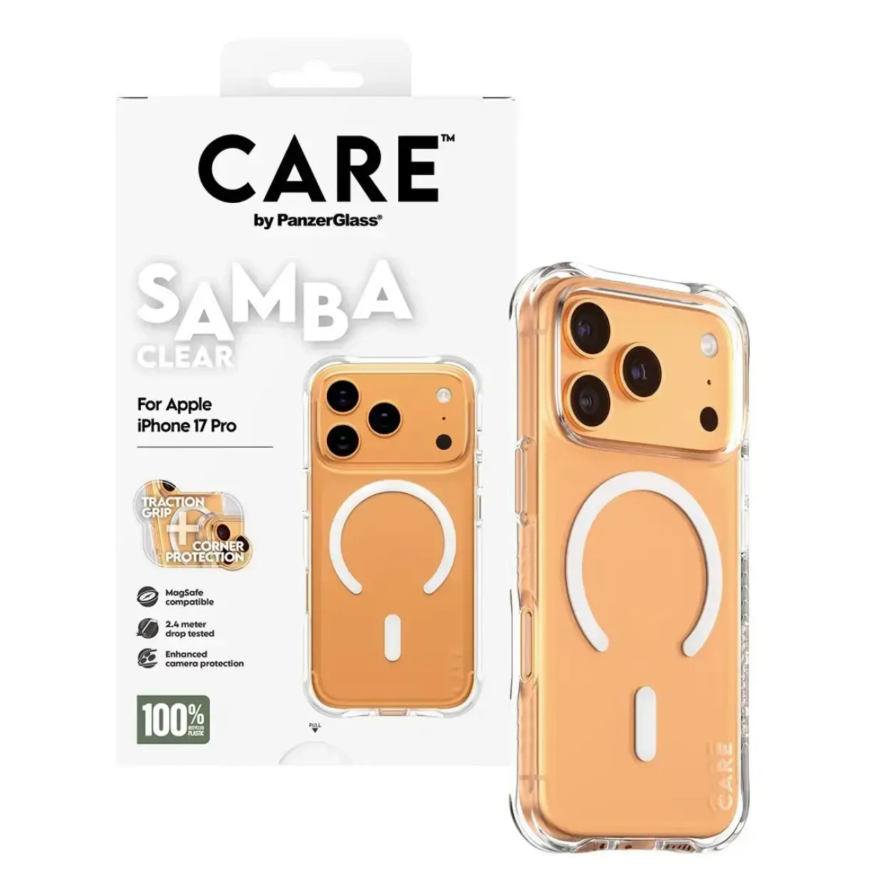 PanzerGlass CARE Fashionable Case Samba Transparent w. White MagSafe iPhone 17 Pro
