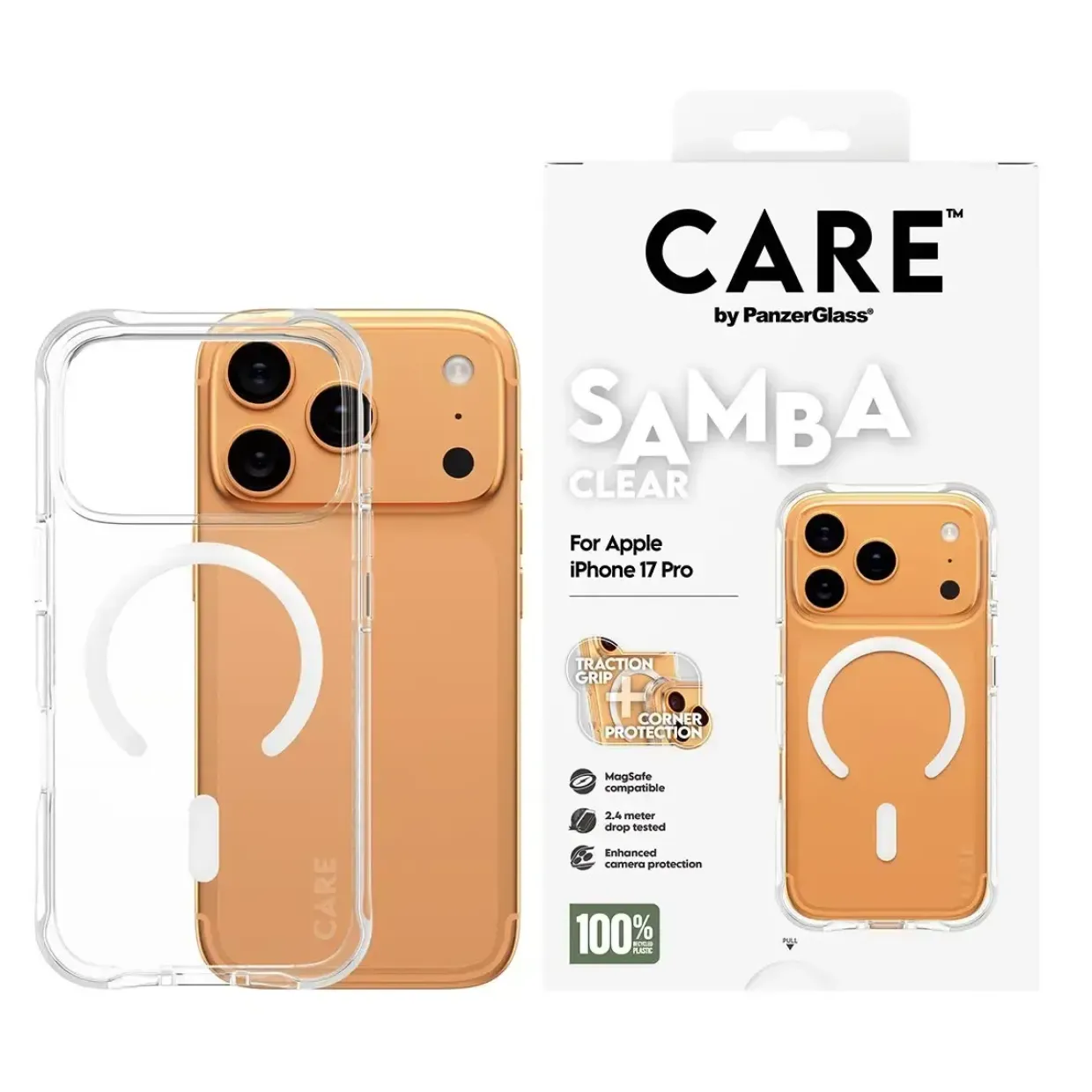 PanzerGlass CARE Fashionable Case Samba Transparent w. White MagSafe iPhone 17 Pro