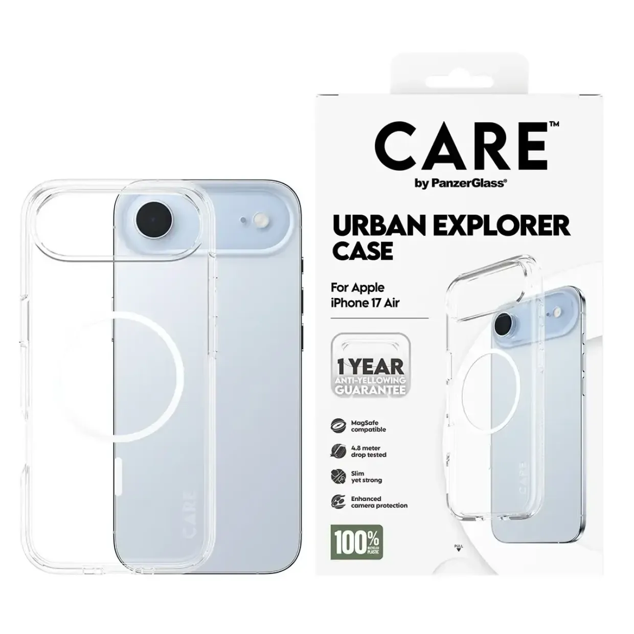 PanzerGlass CARE Flagship Case Transparent Urban Explorer w. White MagSafe iPhone 17 Air