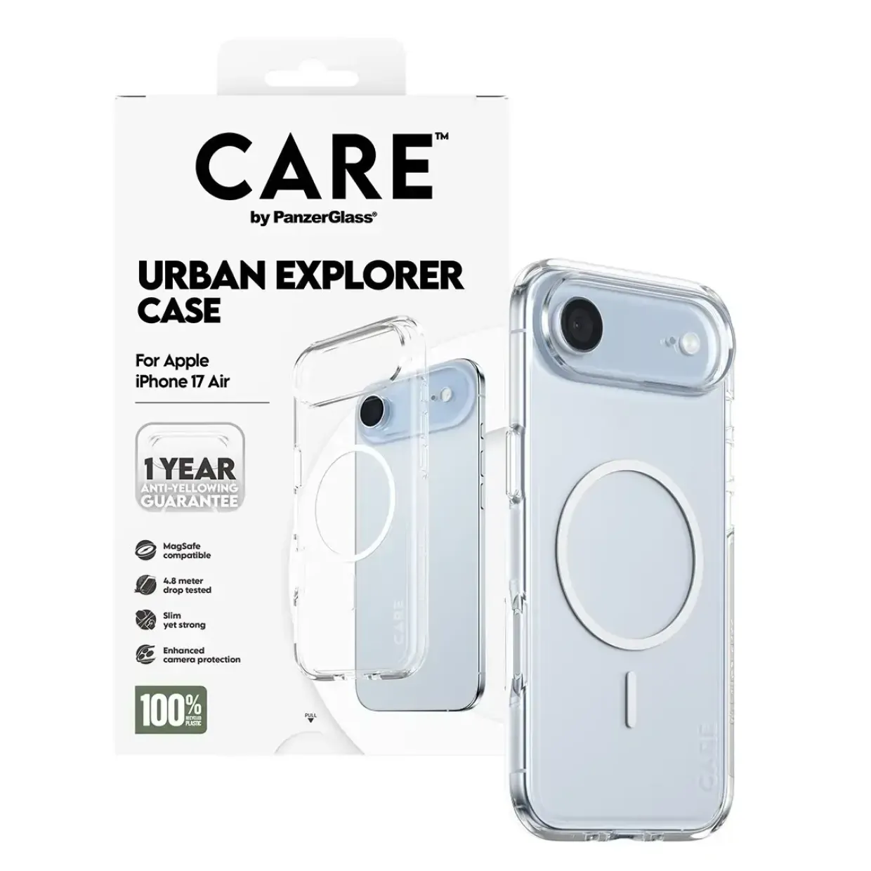 PanzerGlass CARE Flagship Case Transparent Urban Explorer w. White MagSafe iPhone 17 Air