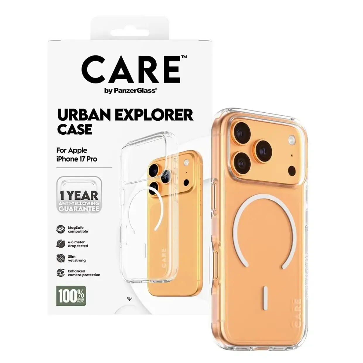 PanzerGlass CARE Flagship Case Transparent Urban Explorer w. White MagSafe iPhone 17 Pro