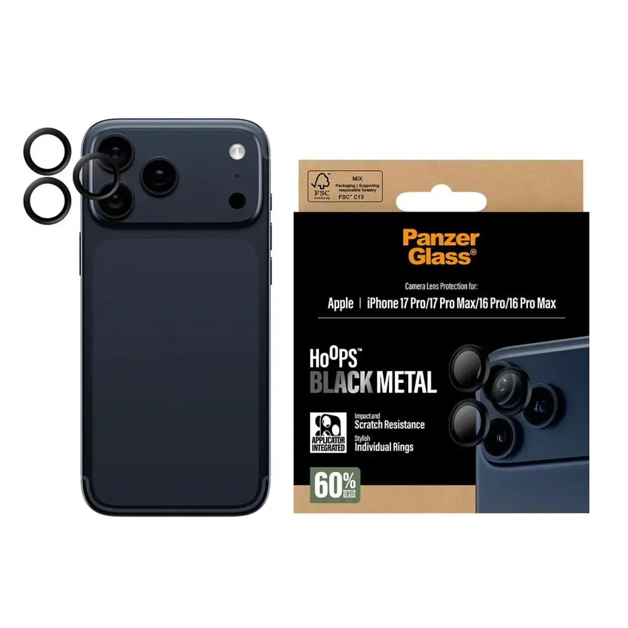 PanzerGlass Hoops Black Camera Lens Protector iPhone 17 Pro Max