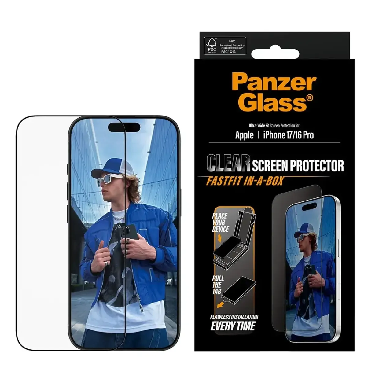 PanzerGlass Screen Protector w. Black Frame iPhone 17