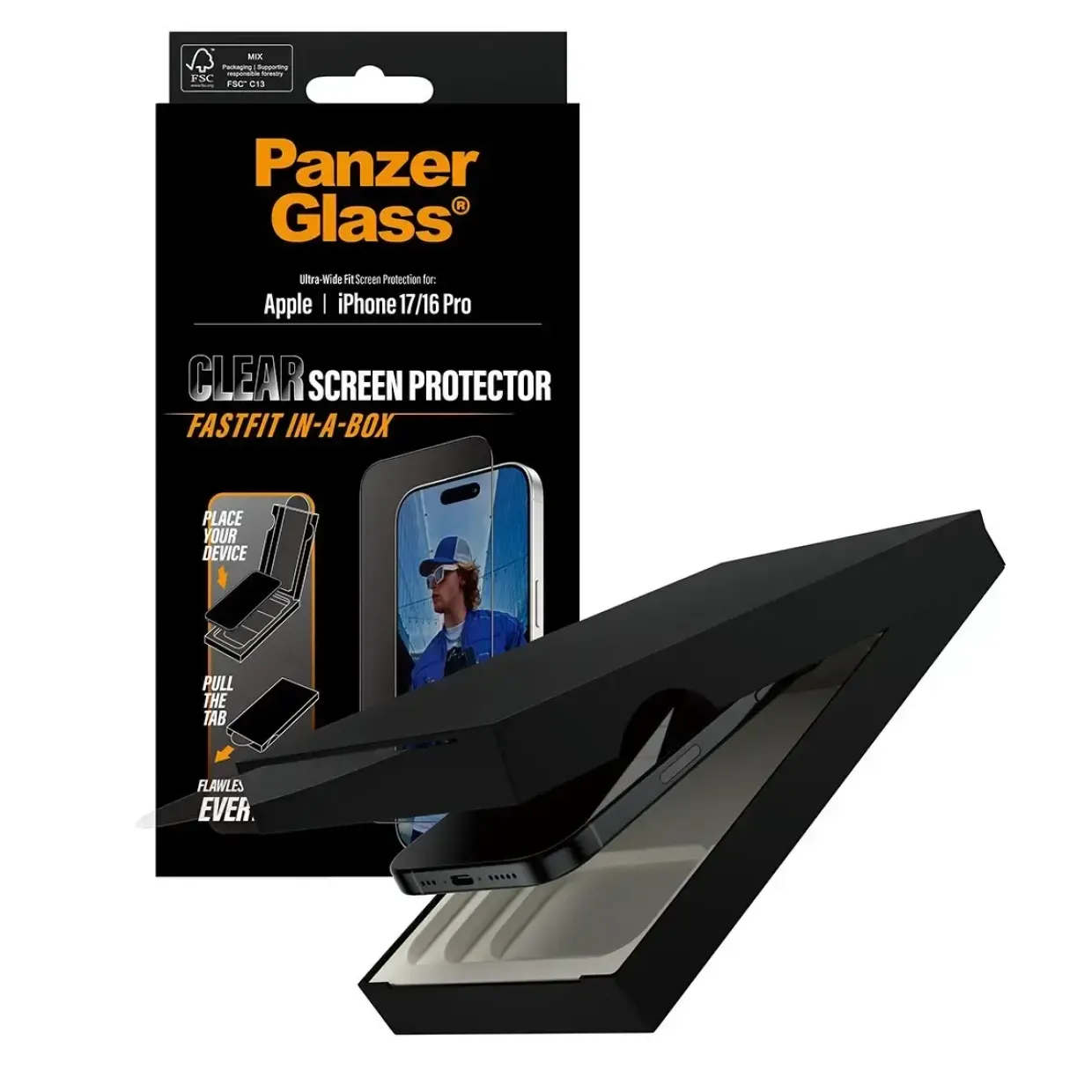 PanzerGlass Screen Protector w. Black Frame iPhone 17