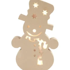 Papfigur med indbygget lys, snemand, H: 27 cm, B: 17,5 cm, 1stk., dybde 4 cm