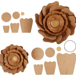 Papirblomster, natur, diam. 15+25 cm, 2stk.