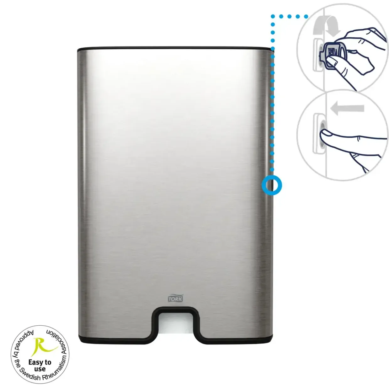 Papirdispenser - Tork 460004 H2 midi - rustfri stål