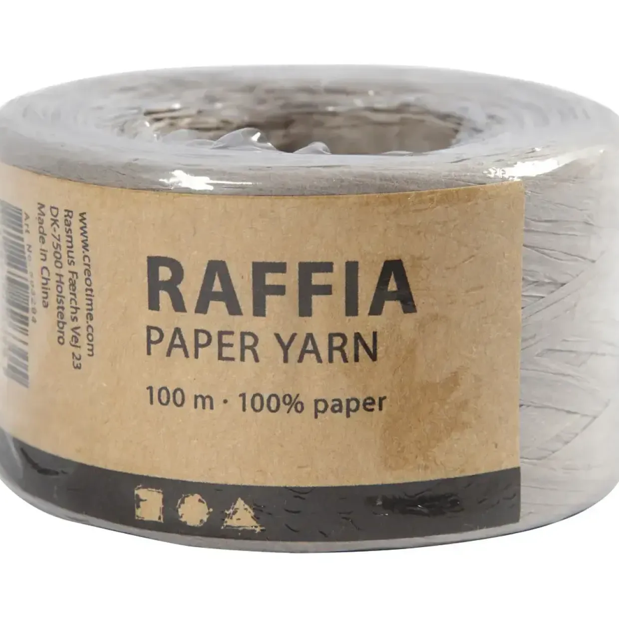 Papirgarn Raffia - B: 7-8 mm lys grå - 100m