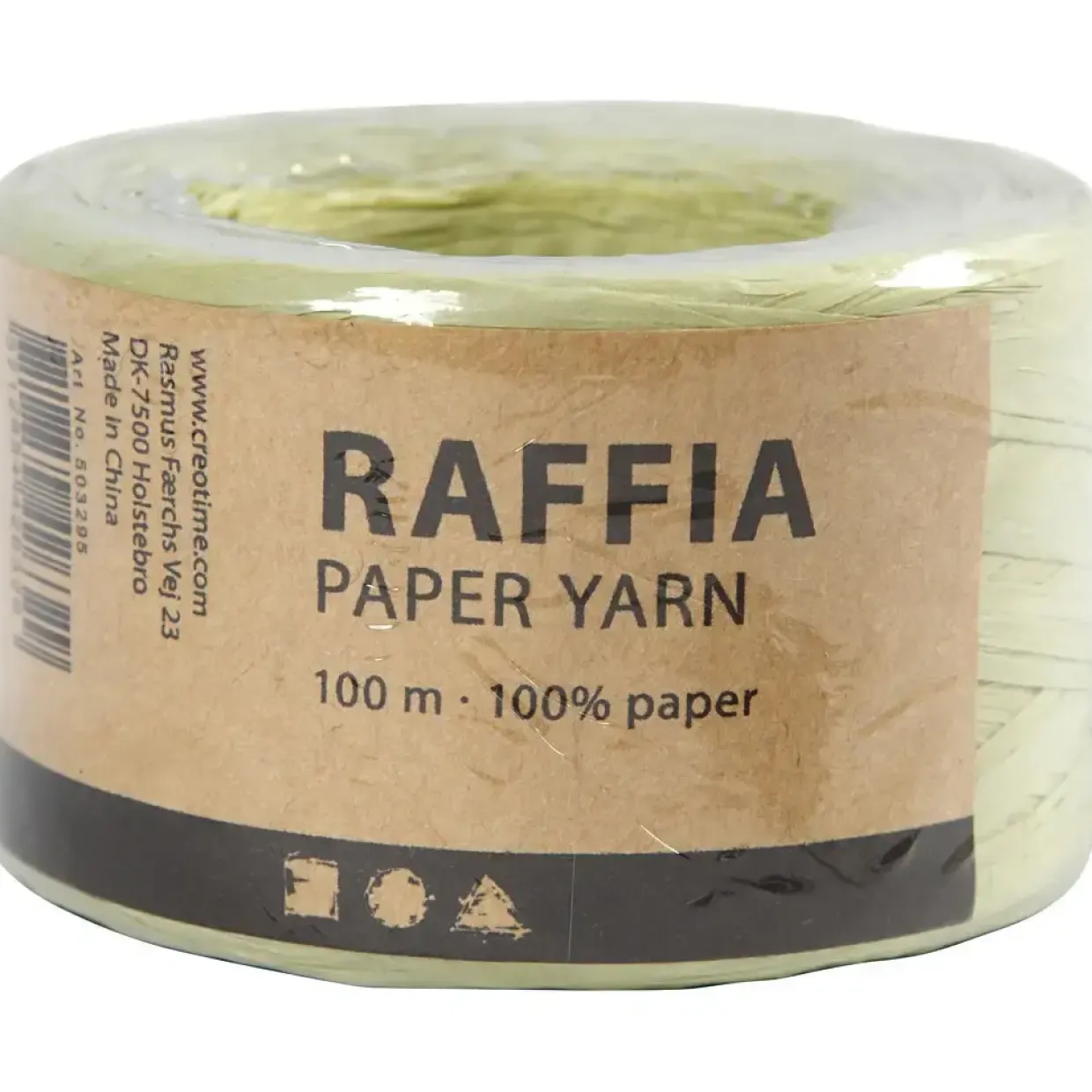 Papirgarn Raffia - B: 7-8 mm lys grøn - 100m