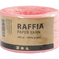 Papirgarn Raffia - B: 7-8 mm lys rosa - 100m