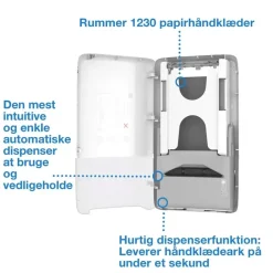 Papirhåndklæde dispenser, Tork 552504, H5 Peakserve Automatic hvid 379mmx645mm, 1 stk
