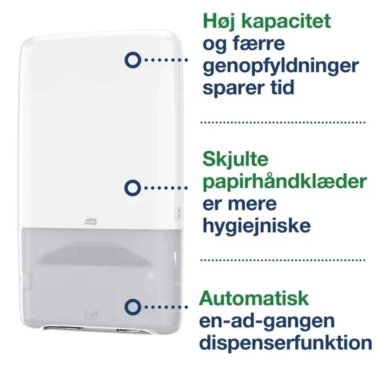 Papirhåndklæde dispenser, Tork 552504, H5 Peakserve Automatic hvid 379mmx645mm, 1 stk