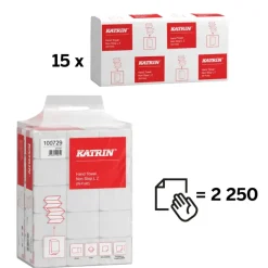 Papirhåndklæder ark, Katrin, Classic, 2 lag, hvid, 203mmx320mm, kasse a 2250 stk
