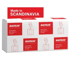 Papirhåndklæder ark, Katrin, Classic, 2 lag, hvid, 203mmx320mm, kasse a 2250 stk