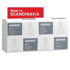 Papirhåndklæder ark, Katrin, Plus, 2 lag, hvid, 203mmx320mm, æske a 1995 stk