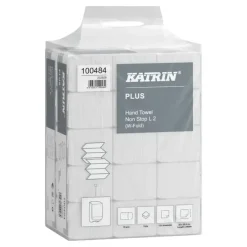 Papirhåndklæder ark, Katrin, Plus, 2 lag, hvid, 203mmx320mm, æske a 1995 stk