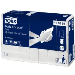 Papirhåndklæder ark, Tork 130289, Advanced, H2, 2 lag, white, 212mmx255mm, æske a 3780 stk