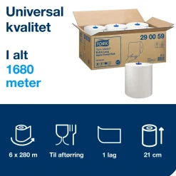 Papirhåndklæder Tork 290059 H1 Matic Universal 1-lag - 6 ruller