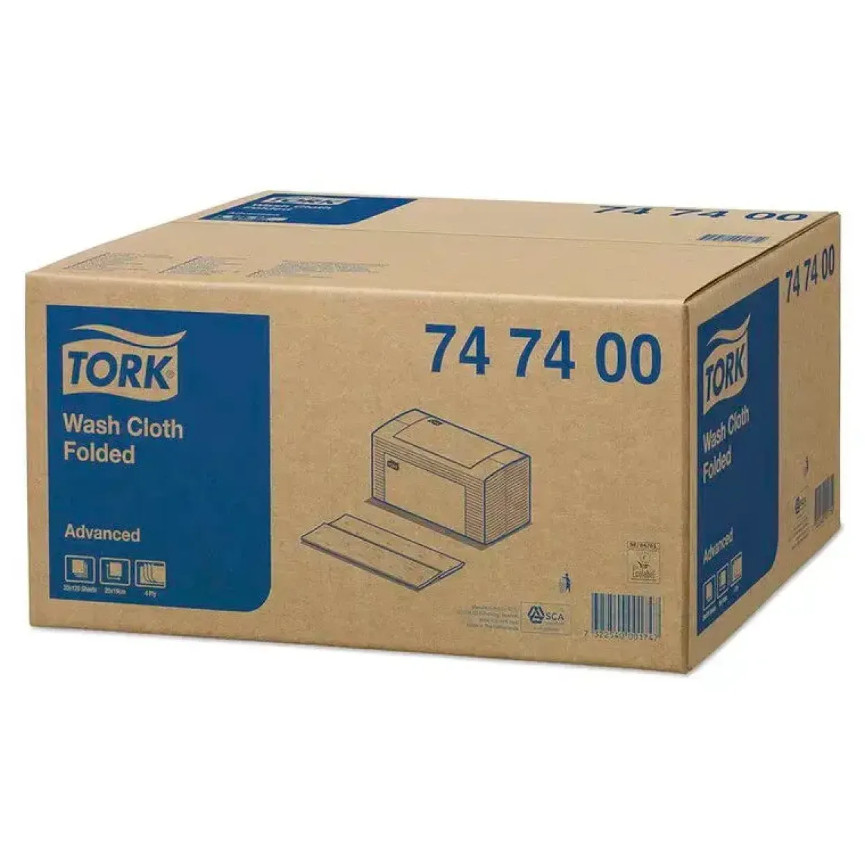 Papirhåndklæder - Tork 747400 - Vaskeklud - H3 - 4-lags - Hvid - 20x120ark