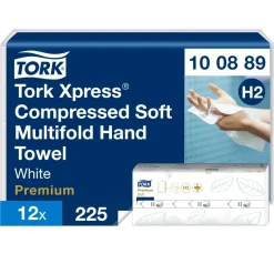 Papirhåndklæde Tork 100889 Xpress H2 soft 2-lags komprimerede 2700 ark