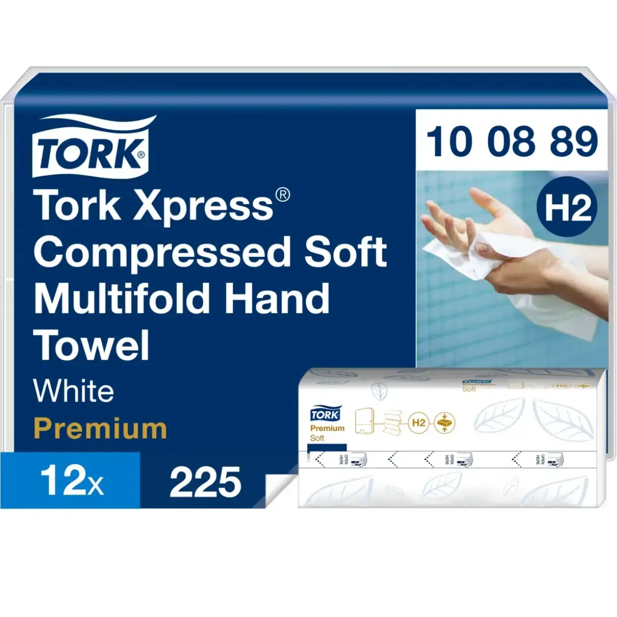 Papirhåndklæde Tork 100889 Xpress H2 soft 2-lags komprimerede 2700 ark