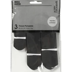 Papirpomponer diameter 20 + 24 + 30 cm 16 gram sort | 3 stk.
