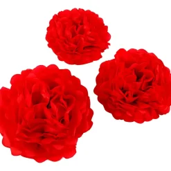 Papirpomponer diameter 20 + 24 + 30 cm 16 gram rød | 3 stk.