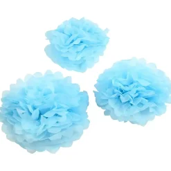 Papirpomponer diameter 20 + 24 + 30 cm 16 gram lys turkis | 3 stk.