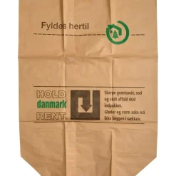 Papirsæk - 1-lags brun 70x95x25cm vådstærk påtrykt ''Hold Danmark Rent'' - 110 L - 10 stk