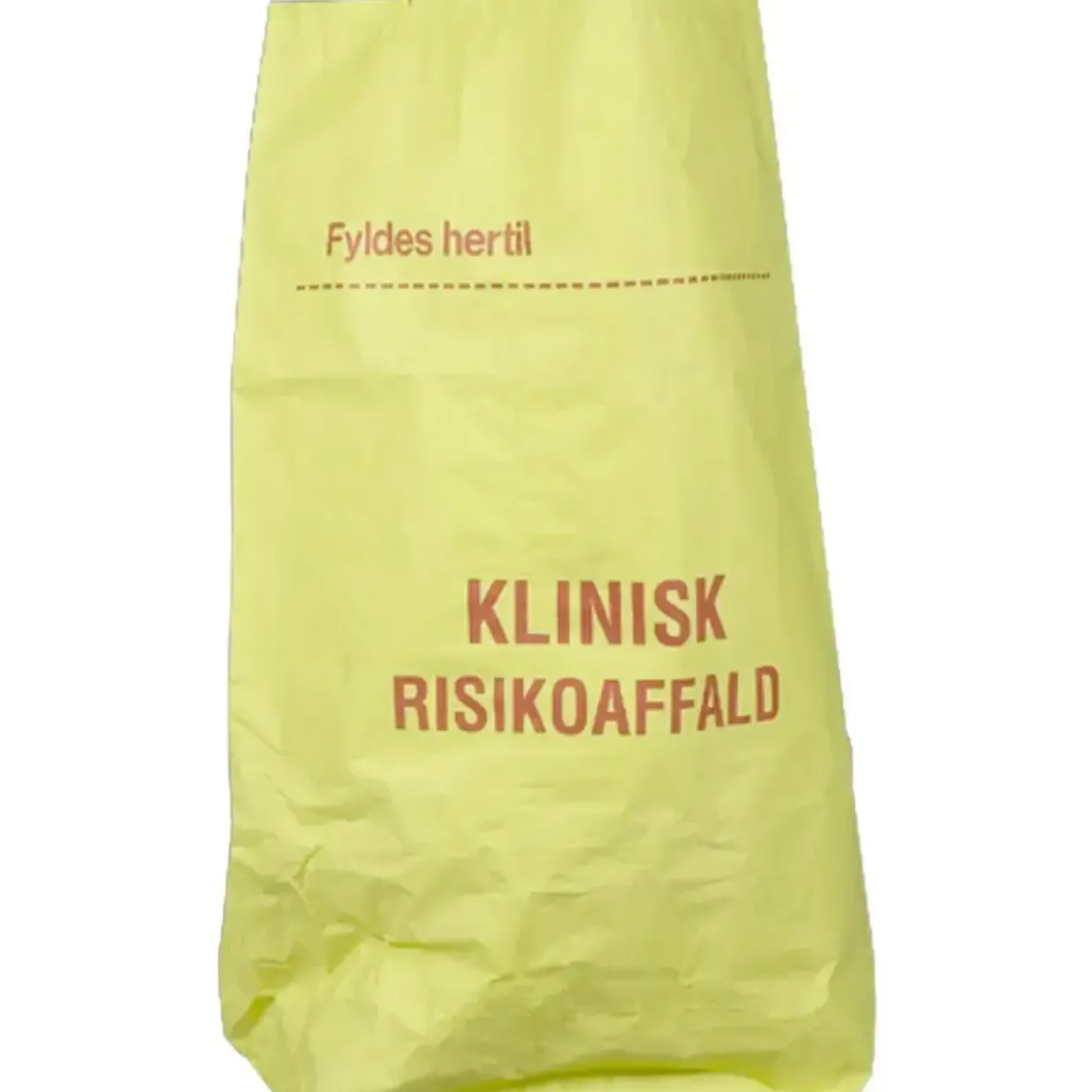 Papirsæk, 1-lags, 110 l, gul, papir, 70x95+25cm, påtrykt "Klinisk risikoaffald", 50 my - 20 stk