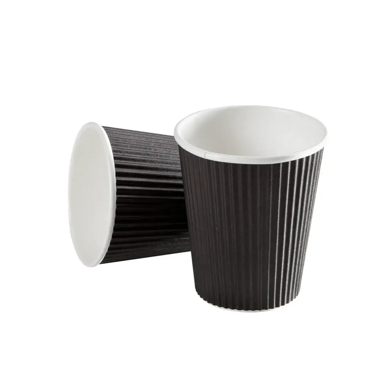 Papkrus Kaffebæger sort Ripple Wall pap 25 cl - 875 stk