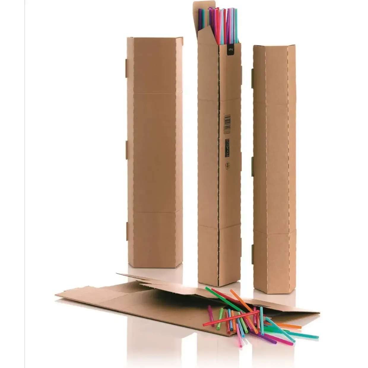 Paprør - 4-kantet - B2 - 610x105x105 mm - 630x110x110 mm - Peel & Seal - Brun - 10 stk