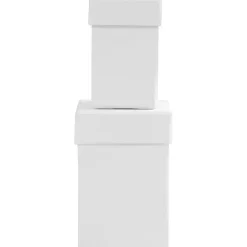 Papæske med låg str. 4,5+6 cm H: 7+9 cm hvid - 2 æsker