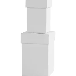 Papæske med låg str. 4,5+6 cm H: 7+9 cm hvid - 2 æsker