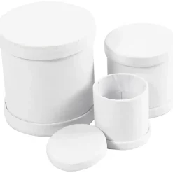 Papæsker – trommeæsker – Ø4/5/6,5 cm – hvid – 3 stk