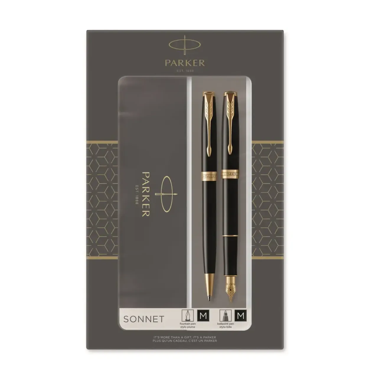 Parker Duosæt Sonnet GT - kuglepen+fyldepen sort