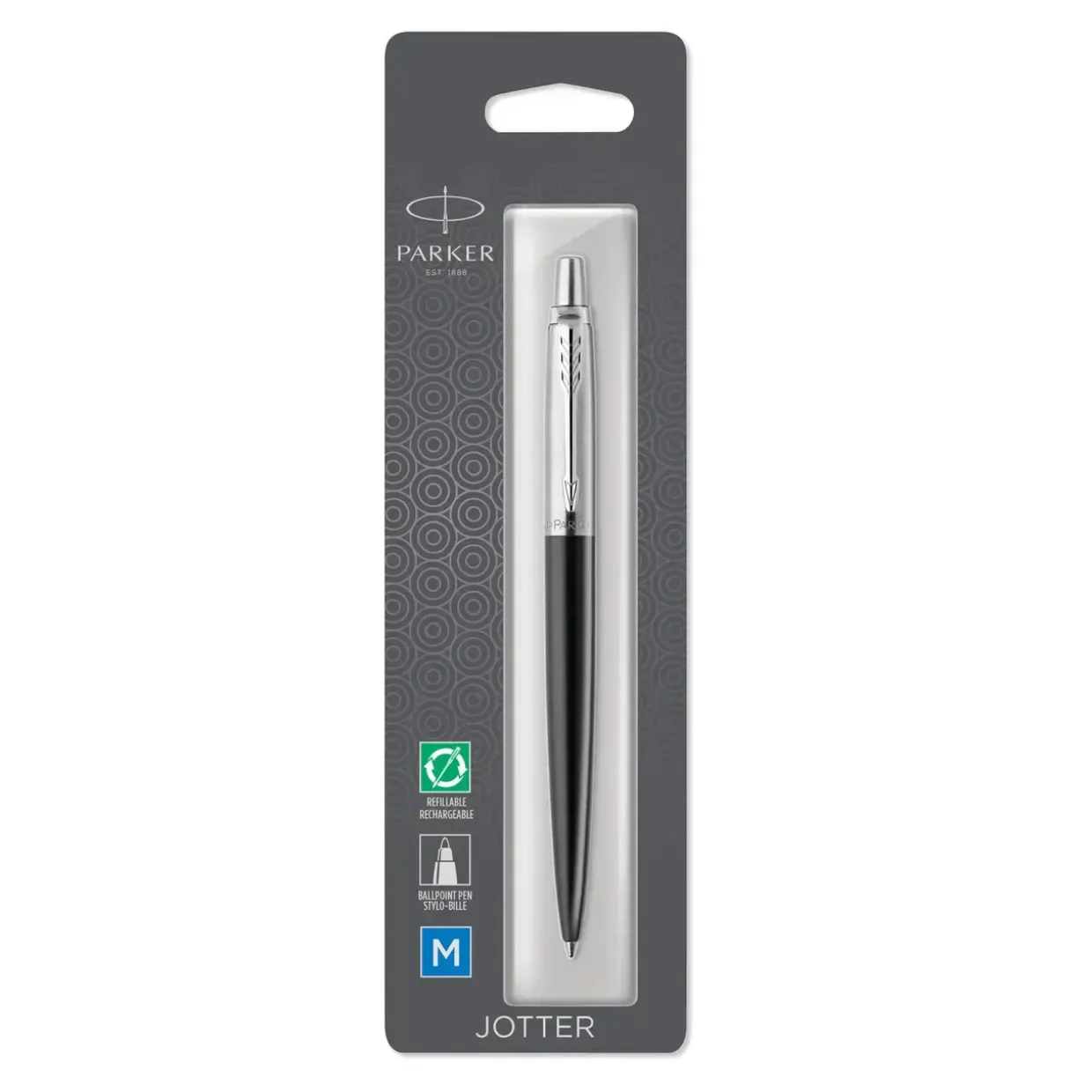 Parker kuglepen Jotter 77% recycled Bond blist sort - Køb minimum 6 stk.