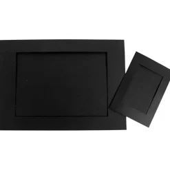 Passepartout ramme A4+A6 ass. udskæring 6,5 x 12,5 + 16 x 21 cm sort - 120 stk