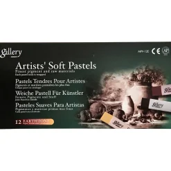 Pastelfarver - Gallery tørpastel 1 x 6.5 cm bruntone - 12ass. farver