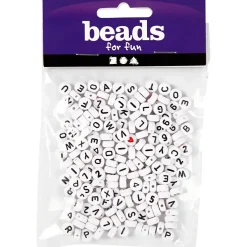 Perler med bogstaver 7 mm hvid - 200 stk.