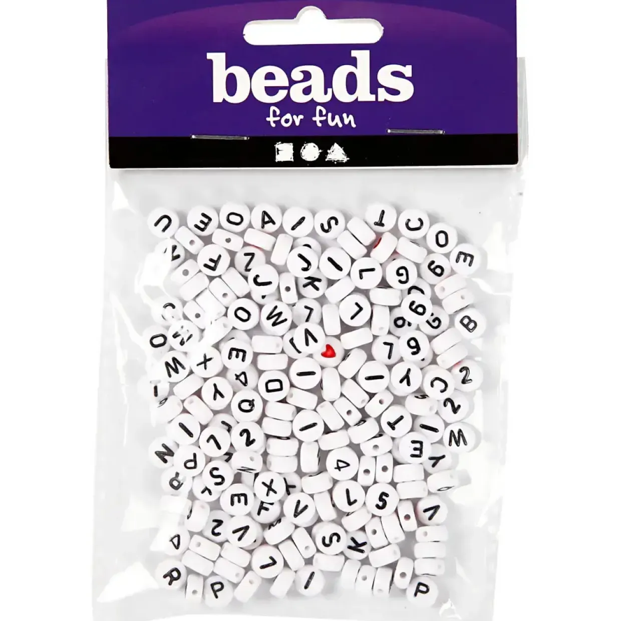Perler med bogstaver 7 mm hvid - 200 stk.