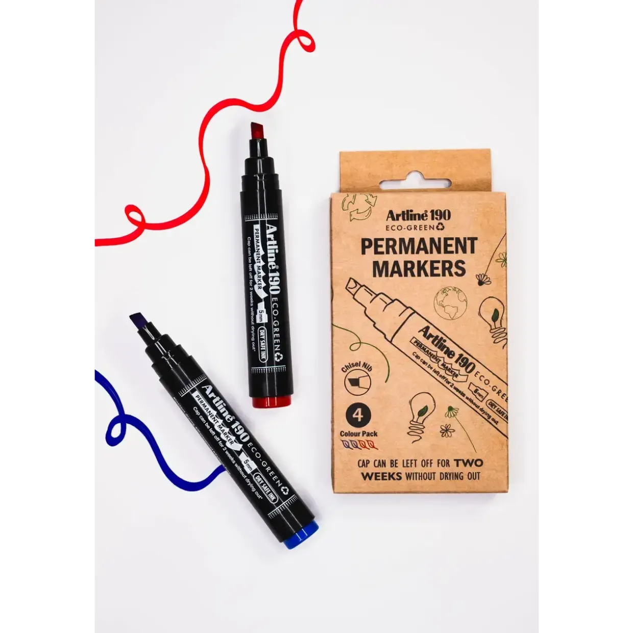 Permanent marker Artline ECO-GREEN 190 2.0-5.0mm Dry Safe blue/red (4)