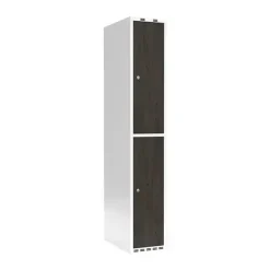 Personaleskab 1x300 mm Lige tag 2-delt søjle Laminat dør Nocturne wood Cylinderlås