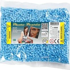 Photo perler størrelse 5 x 5 mm hulstørrelse 2,5 mm - blå pastel (23) - 6000 stk.